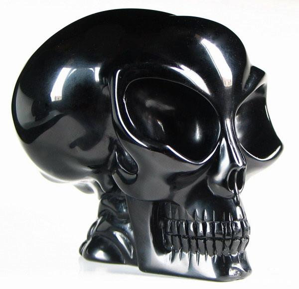 Black Obsidian Crystal Alien Skull