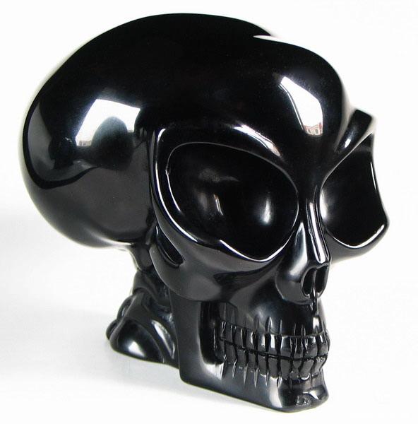 Black Obsidian Crystal Alien Skull