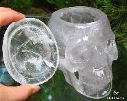 Rainbows Huge 5.2" Quartz Rock Crystal Carved Crystal Skull, Realistic