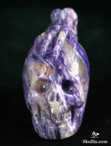 Russian Charoite Skull with Bones Pendant