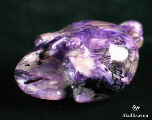 Russian Charoite Skull with Bones Pendant