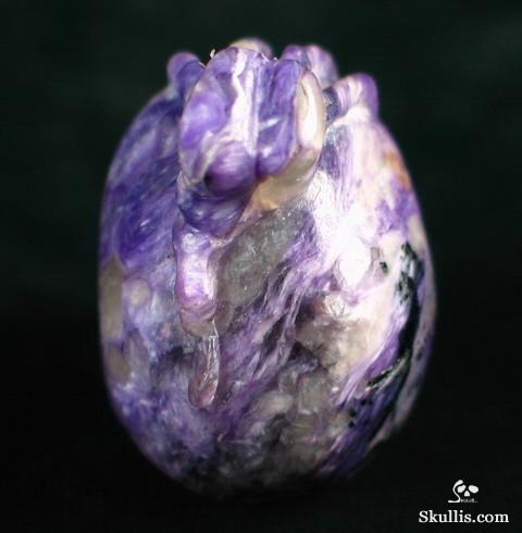Russian Charoite Skull with Bones Pendant