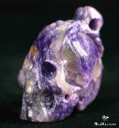 1.3" Russian Charoite Carved Skull with Bones Pendant, Gemstone