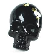 Faceted Citrine and Black Obsidian Carved Skull Pandant, Crystal