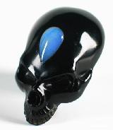 Opal with Black Obsidian Carved Skull Pendant, Gemstone