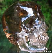 Rainbows Large 3.9" Clear Smokey Quartz Carved Crystal Skull, Super Realistic