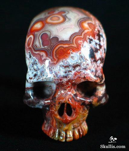 Red Lace Agate Crystal Skull Ring