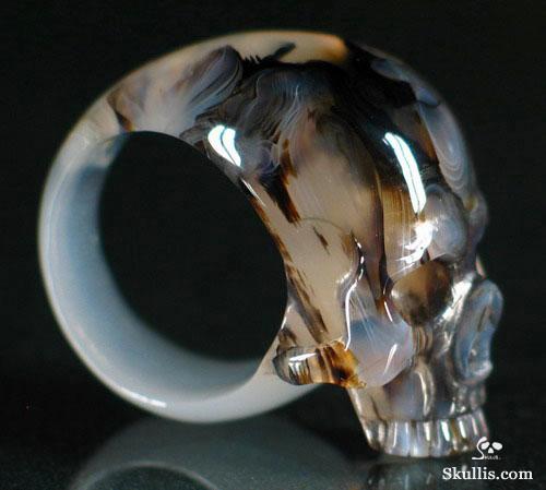 Agate Crystal Skull Ring
