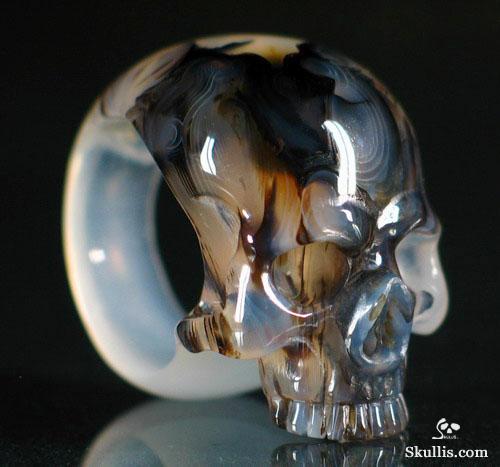 Agate Crystal Skull Ring