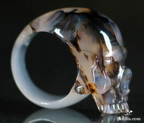 Agate Crystal Skull Ring