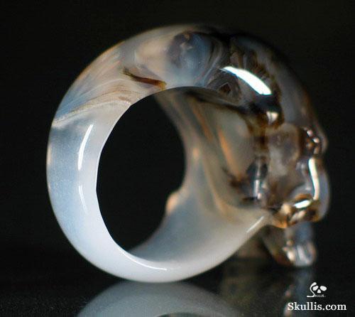 Agate Crystal Skull Ring