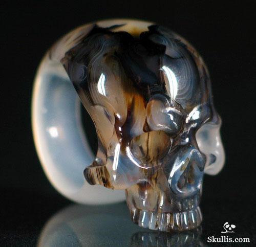 Agate Crystal Skull Ring