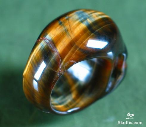 Tiger' Eye Crystal Skull Ring