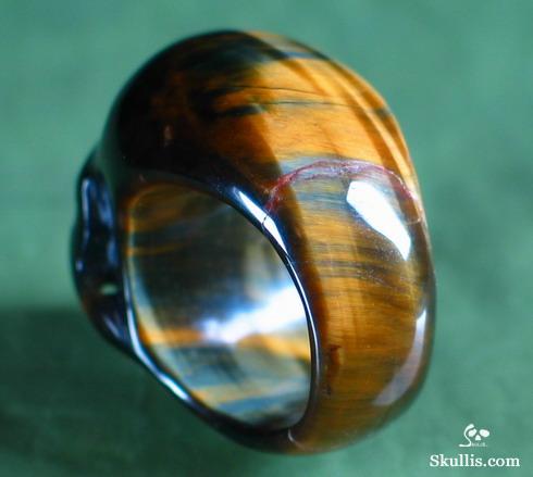 Tiger' Eye Crystal Skull Ring