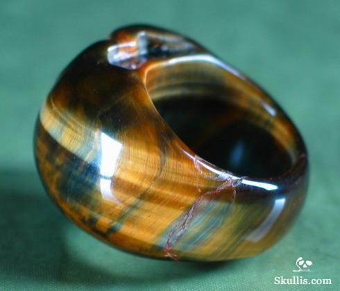 Tiger' Eye Crystal Skull Ring