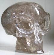 Huge 5.3" Smokey Quartz Rock Crystal Carved Crystal Alien Skull