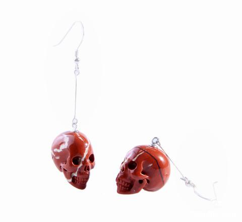  Red Jasper Crystal Skull Earring