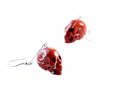  Red Jasper Crystal Skull Earring