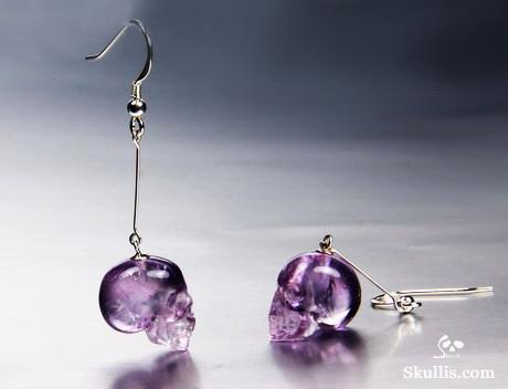Amethyst Crystal Skull Earring