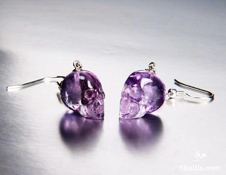 Amethyst Crystal Skull Earring