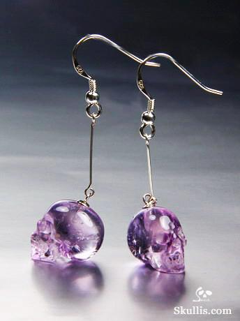 Amethyst Crystal Skull Earring