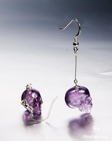 Amethyst Crystal Skull Earring