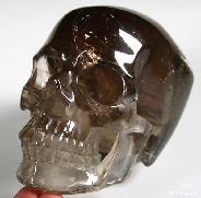 5.2" Smokey Quartz Rock Crystal Carved Crystal Skull, Super Realistic
