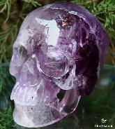4.7" Amethyst Carved Crystal Skull, Super Realistic, Quartz