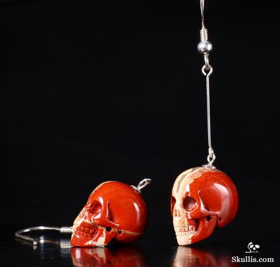 Red Jasper Crystal Skull Earring
