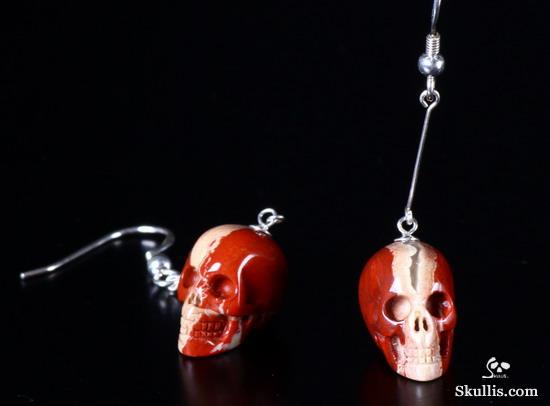 Red Jasper Crystal Skull Earring