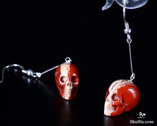 Red Jasper Crystal Skull Earring