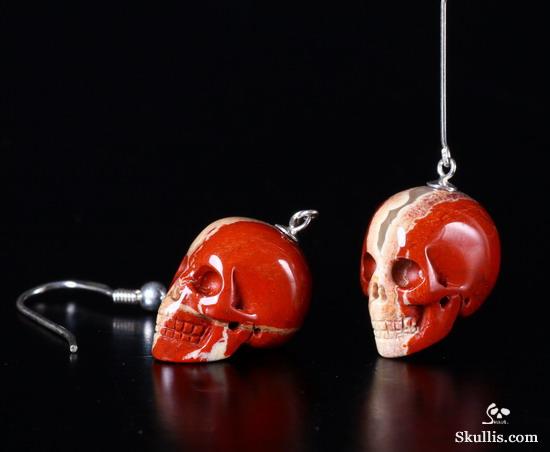 Red Jasper Crystal Skull Earring