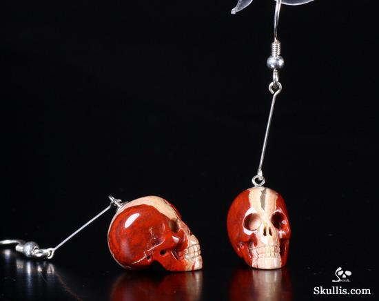 Red Jasper Crystal Skull Earring