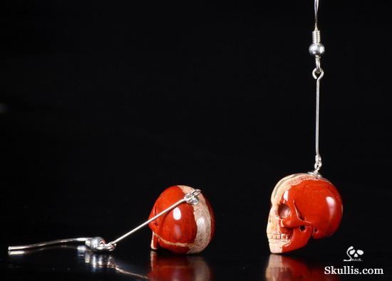 Red Jasper Crystal Skull Earring