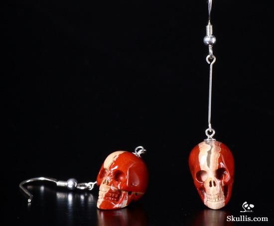Red Jasper Crystal Skull Earring