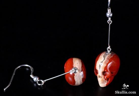 Red Jasper Crystal Skull Earring