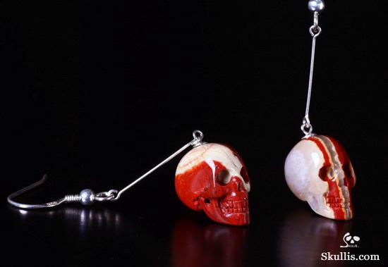 Red Jasper Crystal Skull Earring