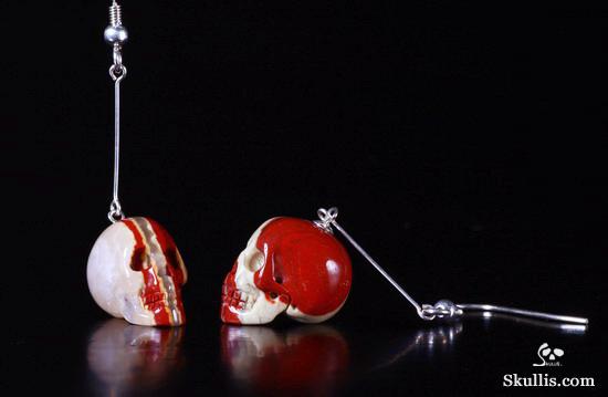 Red Jasper Crystal Skull Earring