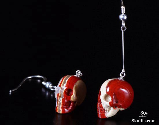 Red Jasper Crystal Skull Earring