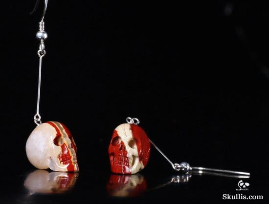 Red Jasper Crystal Skull Earring