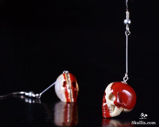 Red Jasper Crystal Skull Earring
