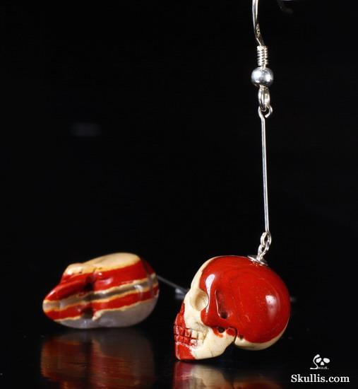 Red Jasper Crystal Skull Earring