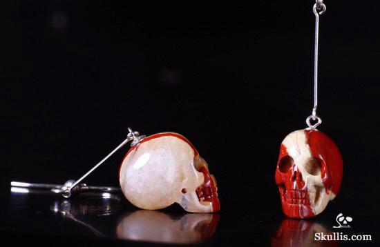 Red Jasper Crystal Skull Earring