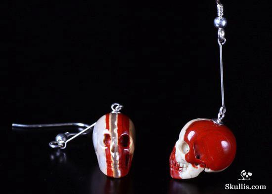 Red Jasper Crystal Skull Earring