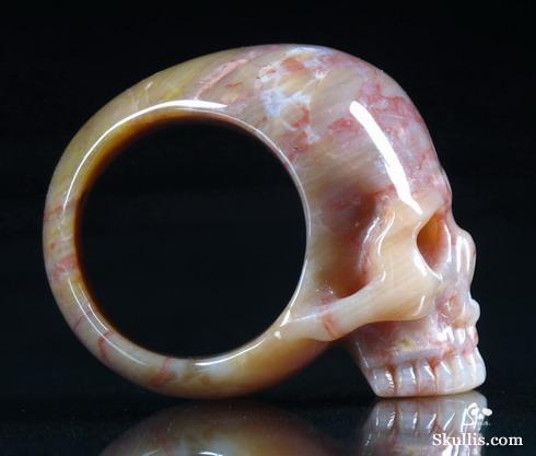 Petrified Wood Crystal Skull Ring