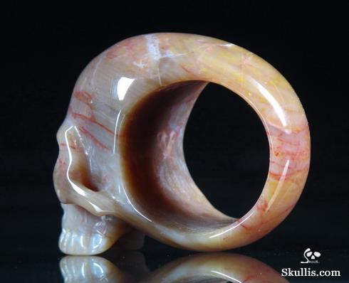 Petrified Wood Crystal Skull Ring