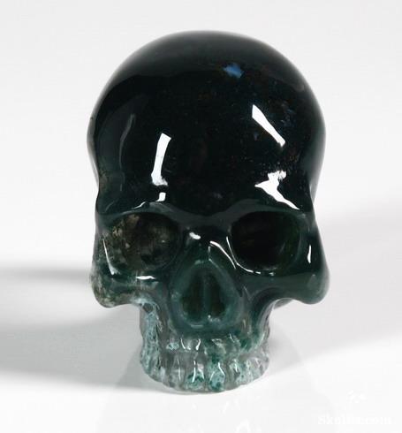 Green Moss Agate Crystal Skull Ring