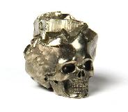 Metalic luster 1.1" Pyrite Carved Crystal Druse Skull