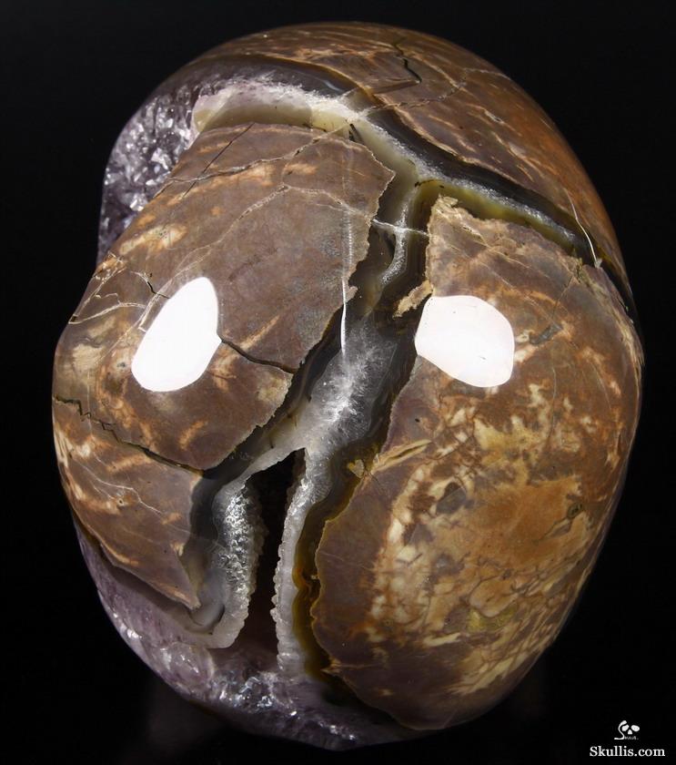 Unique Amethyst Geode Lifesized 8.0" Dinosaur Egg Agate Carved Crystal Skull Sculpture Unique Amethyst Geode Lifesized 8.0" Dinosaur Egg Agate Carved Crystal Skull Sculpture