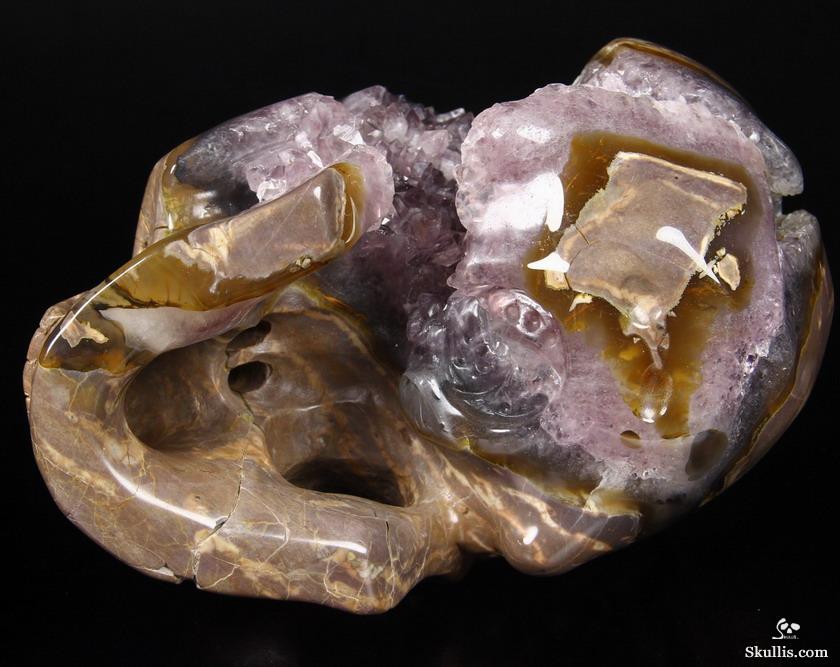 Unique Amethyst Geode Lifesized 8.0" Dinosaur Egg Agate Carved Crystal Skull Sculpture Unique Amethyst Geode Lifesized 8.0" Dinosaur Egg Agate Carved Crystal Skull Sculpture